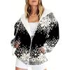 Women's 3D Printed Zipper Hooded Sweatshirt, Long Sleeves, Casual Sport Style