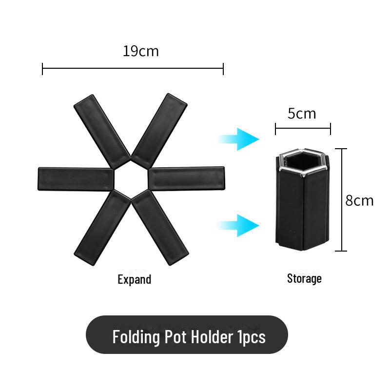 

Складная кухонная теплоизоляционная подставка - держатель для кастрюль и тарелок, защищающий от ожогов, для обеденного стола чёрный
