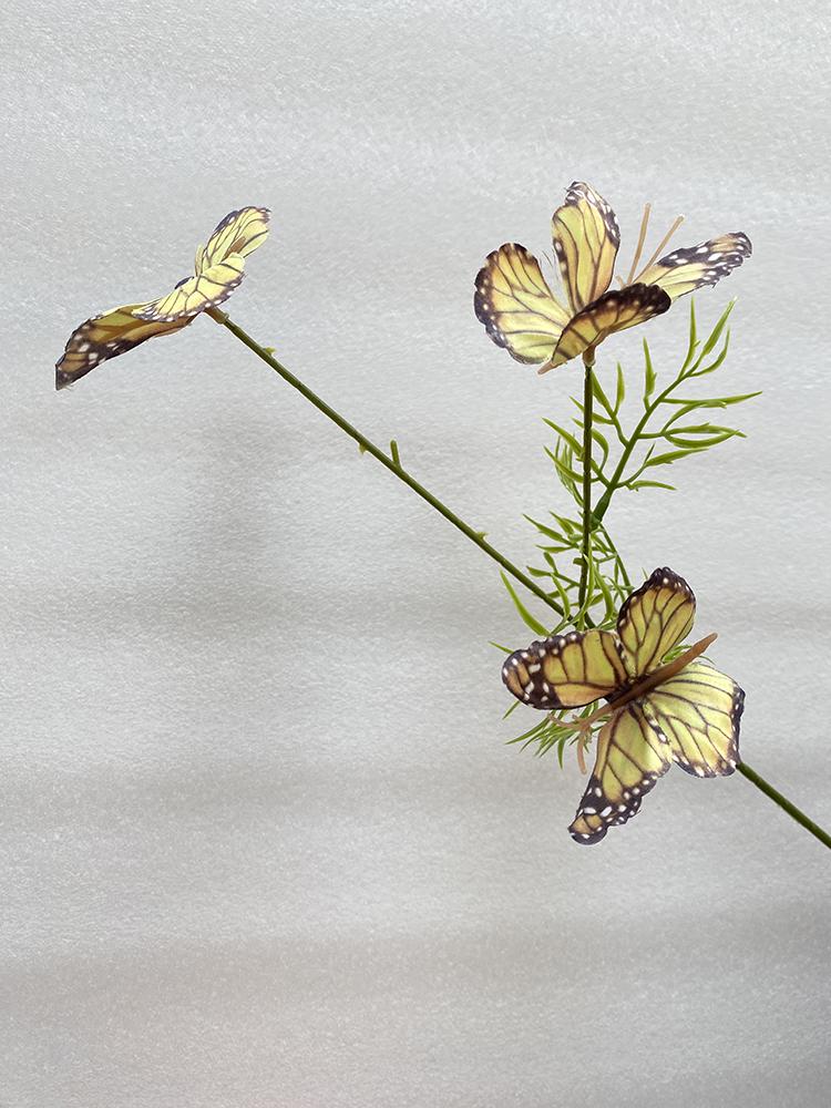 Three-Head Butterfly Artificial Flowers for Wedding Decorations and DIY Floral Arrangements