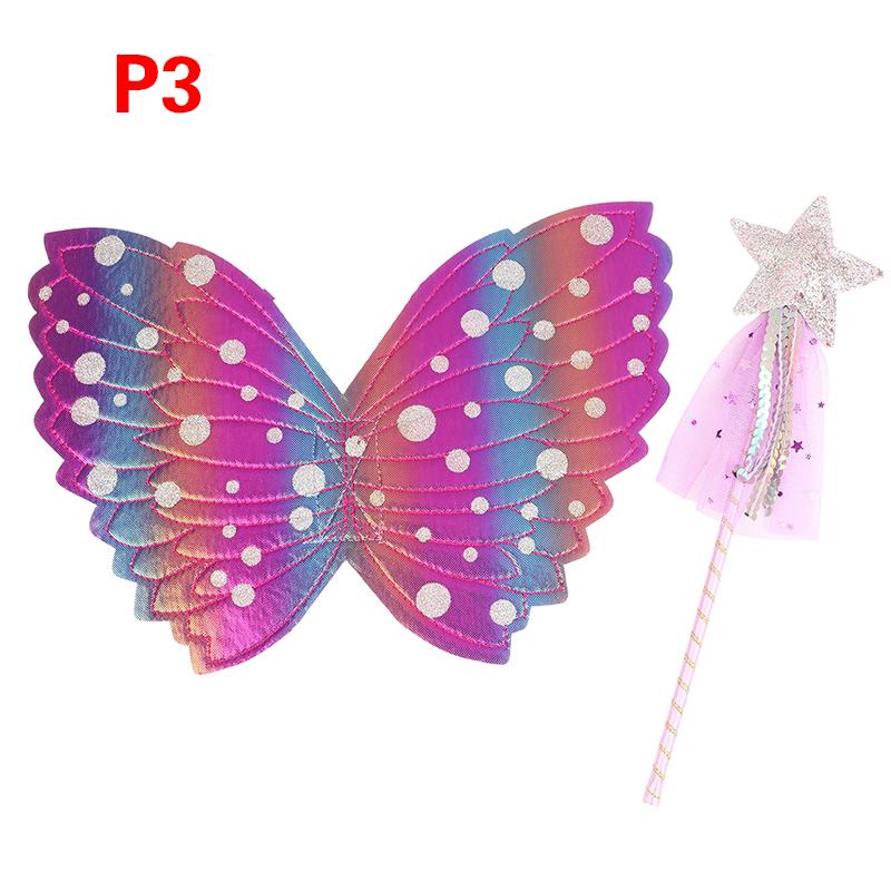 Children Beautiful Butterfly Angel Wings Girls Fairy Magic Wand Flower Fairy Performance Princess Birthday Party Dress Up Props