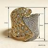 Huitan Asymmetric Women Ring Geometric Design Party Club Statement Full Shiny Cubic Zirconia Accessories Luxury Trendy Jewelry