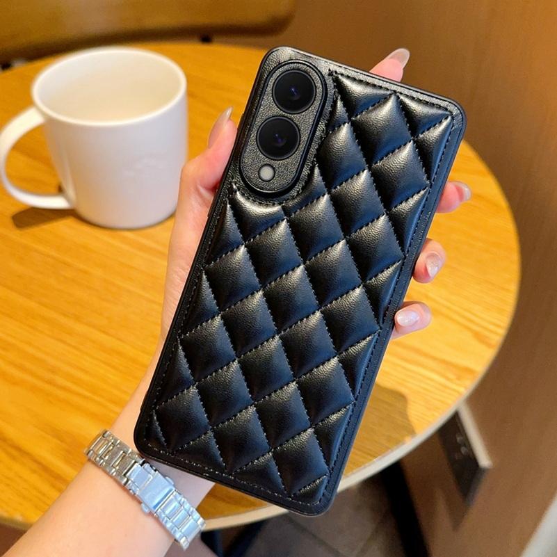 

Three-dimensional Puff Check Small Fragrance Style Leather Case For Samsung S25 Edge S25 Ultra Galaxy S24 + Cover Galaxy S24 Ultra