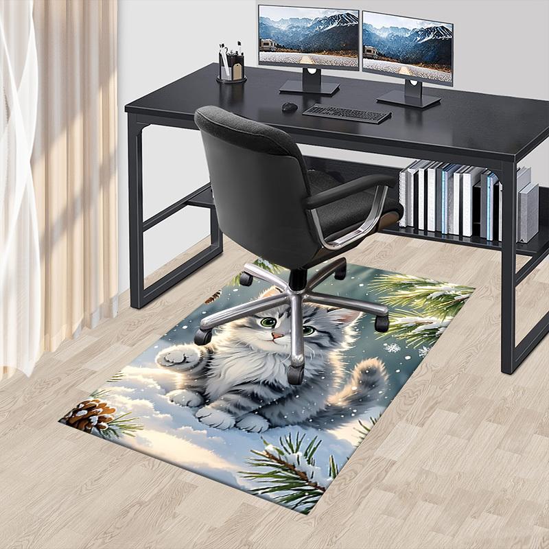 1PC cat snowflake Carpet Ultra Soft, Thick & Absorbent, Non Slip Machine Washable Mat for Entryway