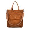 Sztruksowa torba na ramię kobiety torby na zakupy w stylu vintage Zipper Girls Student Bookbag Torebki Casual Tote z kieszenią zewnętrzną