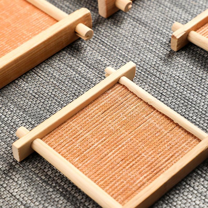 Bamboo Square Tea Coaster Heat-Resisting And High-Temperature Cup Mats Table Protector Reusable Wood Accessory Decor