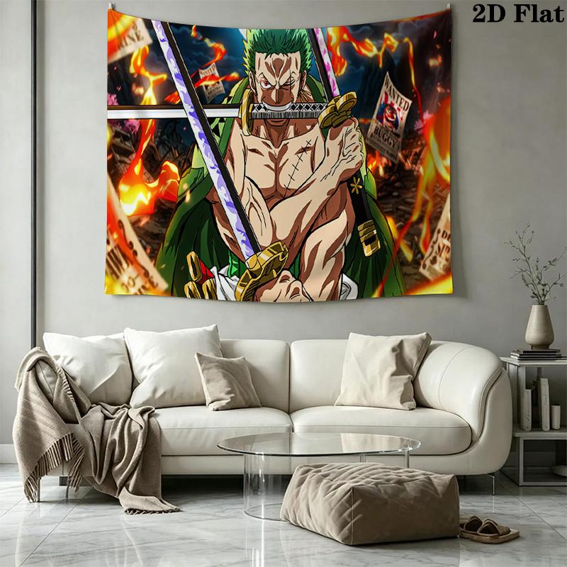 Roronoa Zoro Wall Tapestry Aesthetic Wall Hanging Printed Fabric Blanket Decorative Tapestries for Bedroom Living Room Home Decor