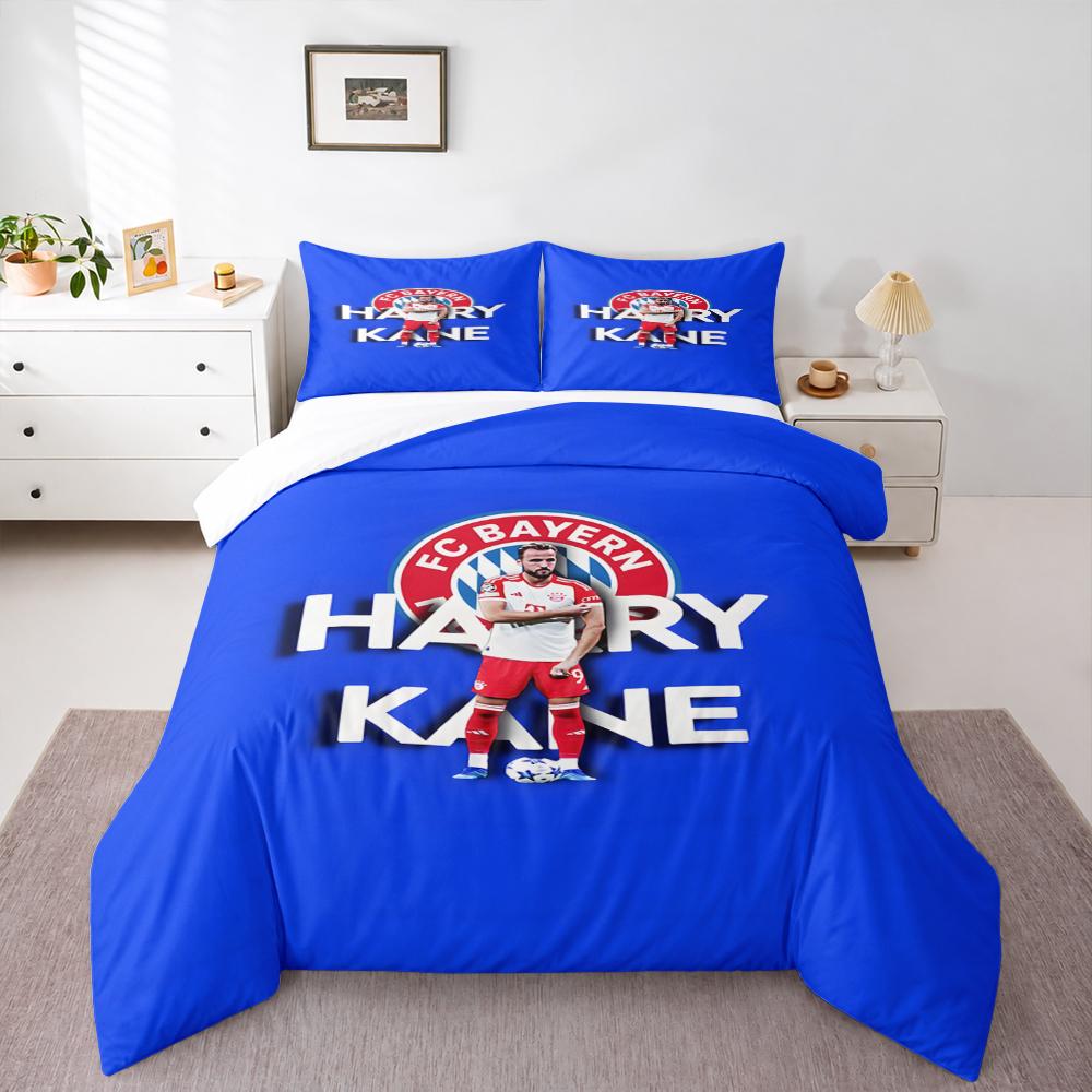 3 Piece Bedding Set Harry Kane Bayern Munich 9 Blue Crest Print Duvet Cover for Men Fan Gift