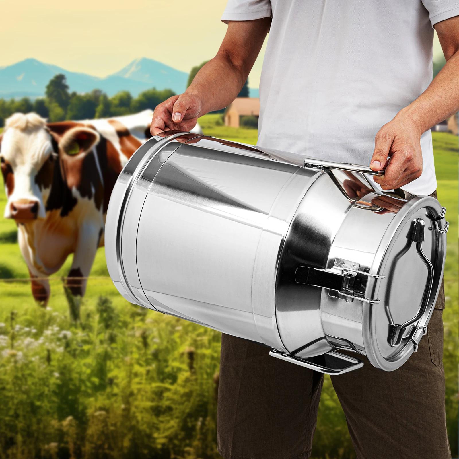 Lattina in Acciaio Inossidabile 304, Secchio da 30L per Latte e Vino, Secchio da Latte con Coperchio Ermetico (30L) argento