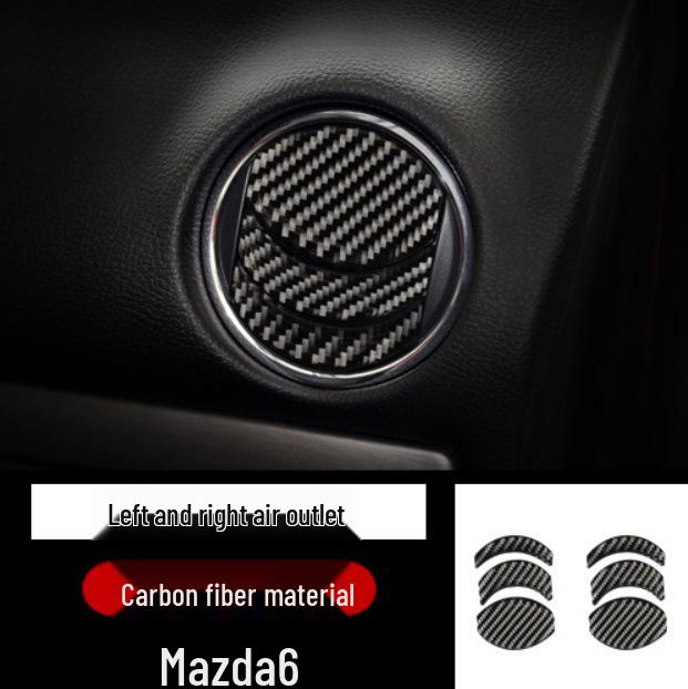 

Декор салона из углеволокна для Mazda 6: Аксессуары для панели переключения передач, подстаканника и панели переключателей на центральной консоли
