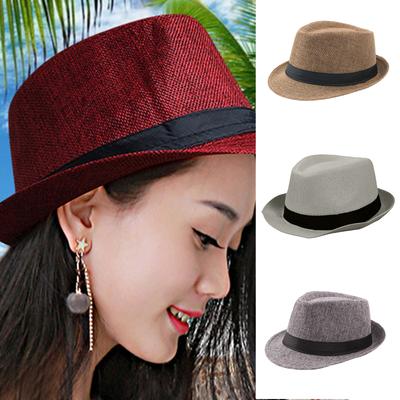 Fedora a tesa corta tinta unita classico cappello da sole estivo da spiaggia accessorio costume gangster anni '20 per uomo donna