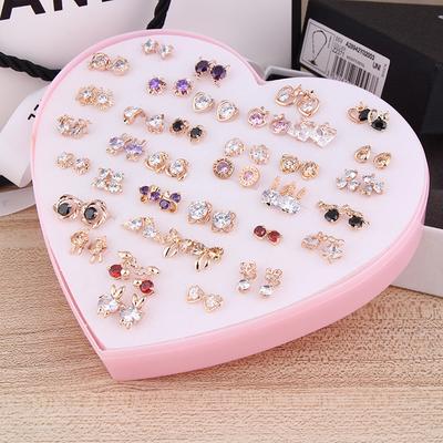 E2227 True Zircon Color Retention Stud Earrings 36 Pairs Of Boxed Stud Earrings Jewelry