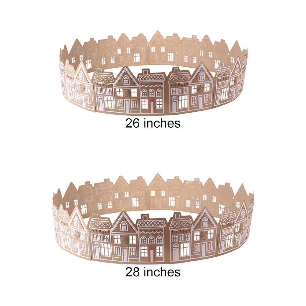 LED Christmas Tree Skirt Gingerbread House Xmas Tree Base Cover Christmas Tree Collar  Festival