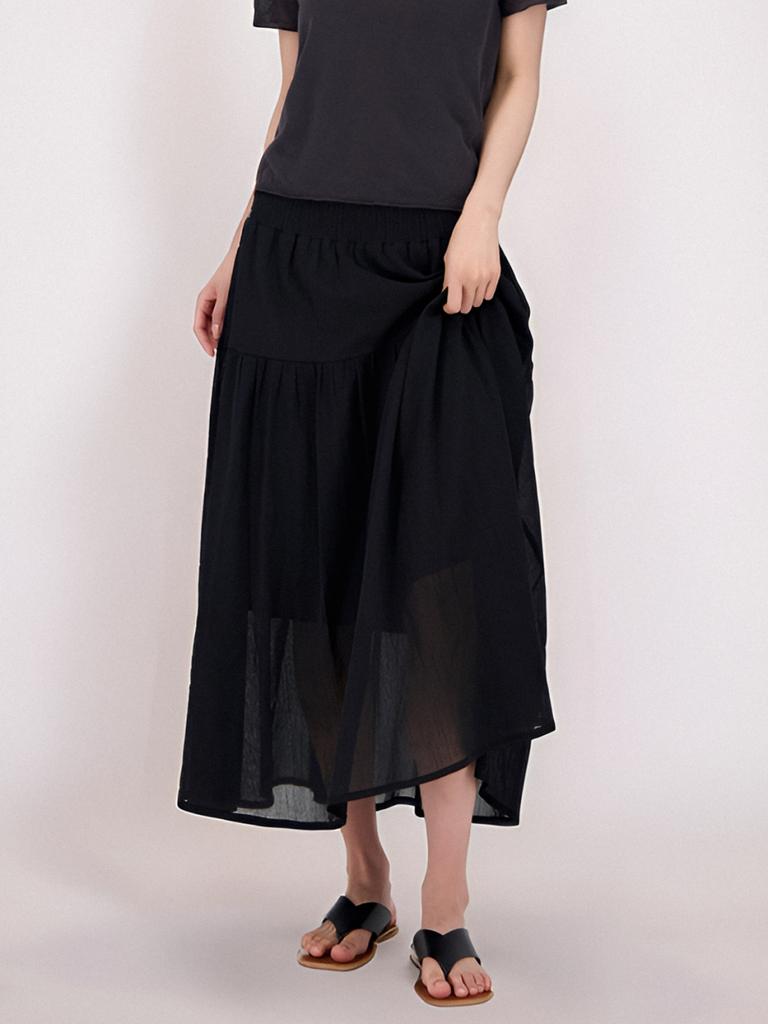 ACUD Sheer Bending Flare Skirt _Black