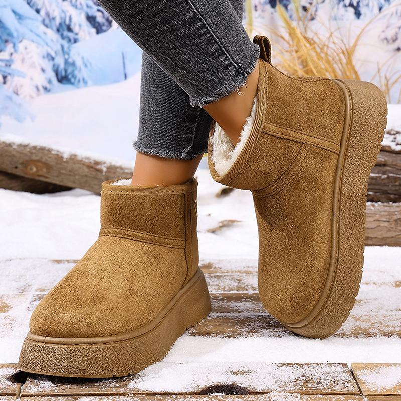 Fashion Classic Faux Suede Platform Snow Boots for Women Anti Slip Thicken Plush Warm Ankle Boots Woman Comfy Thick Sole Winter Booties