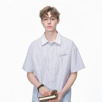 DREAM MADE Faux Two-Piece Striped Short-Sleeve Shirt