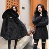 Women's Mid-Length Loose-Fit Padded Parka - Korean Style Winter Coat, Trendy Plus Size, Cotton and Down Blend.
