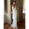 Sexy Loose Backless Sleeveless V-neck Pleated Long Neck Mesh Dress Vacation Style Dress