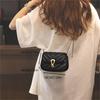 Stylish Black Crossbody Bag for Women - Elegant Pattern Shoulder Bag with -Tone Chain Strap, Secure Lock Closure
