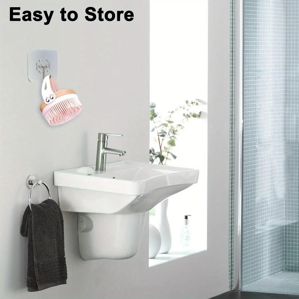 Silicone Body Scrubber Facial Care Bath Brush Gentle Exfoliating with Wooden Base Soft Bristle Skin Care Tools Bath Accessory