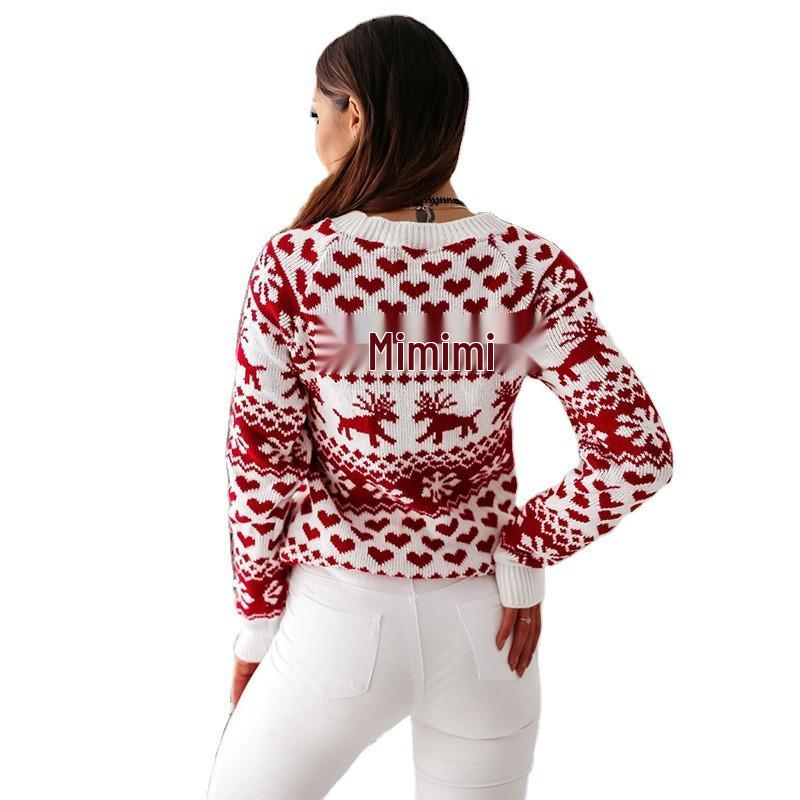 2024 Autumn/Winter Women's Christmas Snowflake Long Sleeve Knitted Sweater