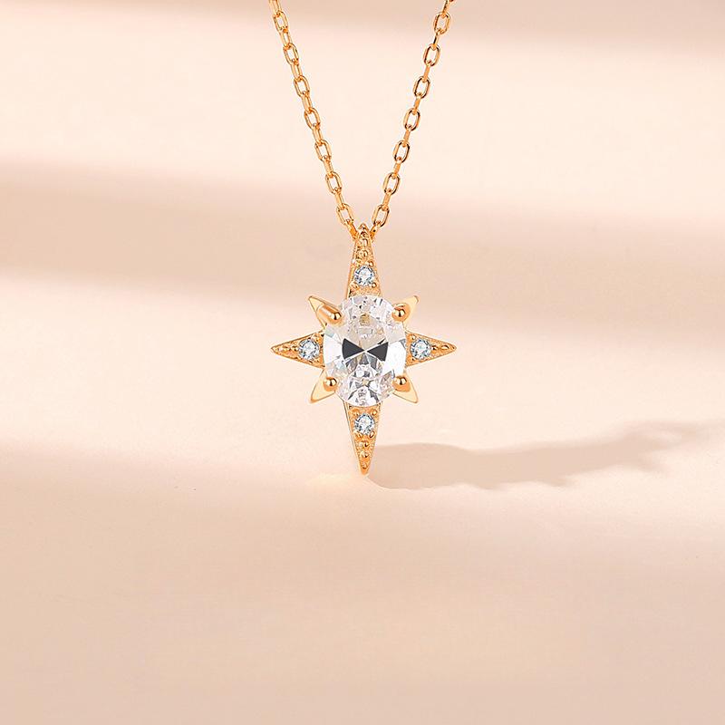 Octagram Necklace Women's Light Luxury Premium Gem Simple Clavicle Chain Qixi Festival Gift Summer