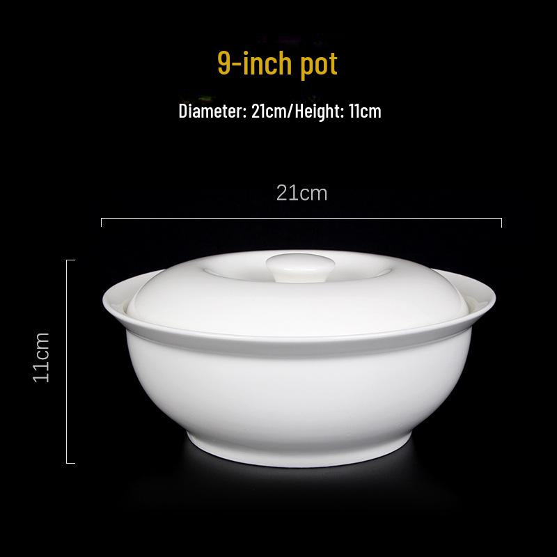 Jingdezhen White Porcelain Bowl Set - Includes Noodle and Soup Bowls with Chopsticks, Ideal for Home or Restaurant Dining