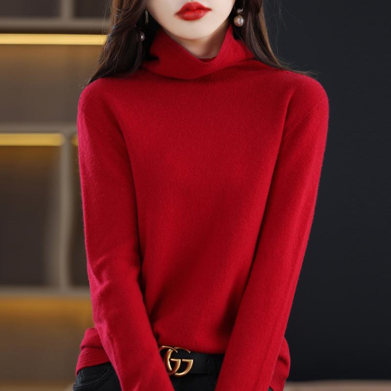 Dámský svetr s rolákem, kašmír Qinghe, 30 % kašmír 70 % vlna, zimní pletený svetr podzimní svetr kašmírový svetr