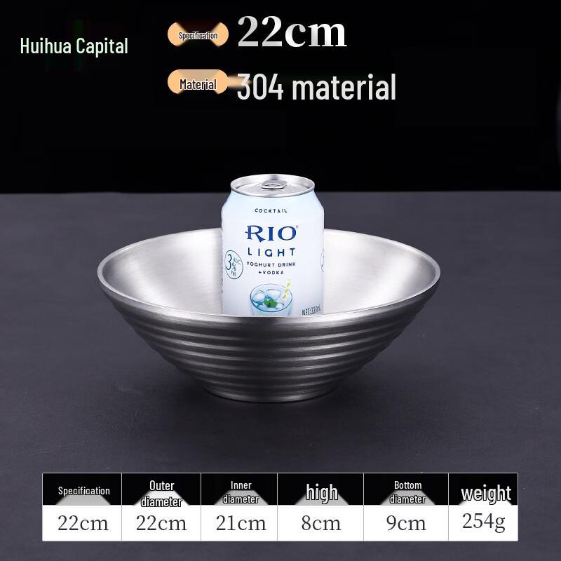 HUIHUADU Double-Layer Insulated Stainless Steel Conical Mixing Bowl