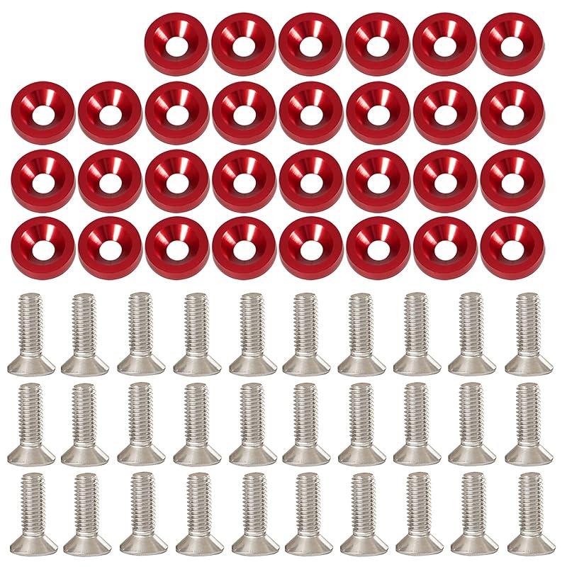 YESHMA 30 Pcs Bumper Fender Washers M6X20Mm With Bolts, Engine Bay Dress Up Fastener Kit Aluminum For Headlights Trunk License Plate Frame (Blue)