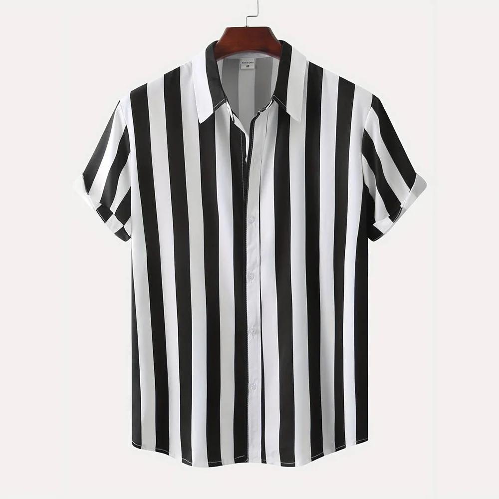 Men's Casual Short-sleeve Striped Shirt, Breathable Summer Essential