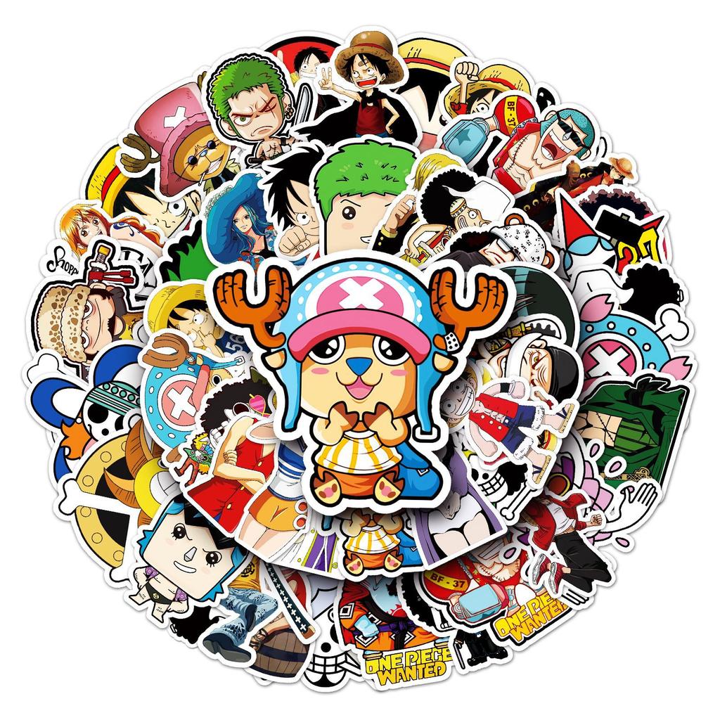 Generic One Piece Luffy 50 Pcs Waterproof Graffiti Anime Stickers Decorative Decals For Luggage Skateboard Motorcycle Car Fans