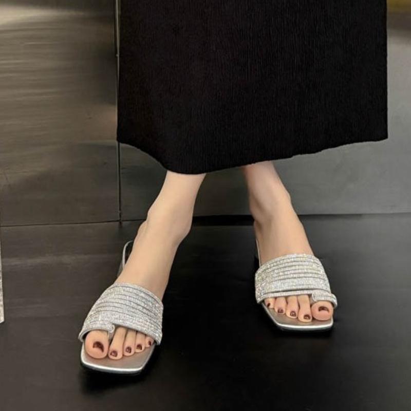 Fashion 2025 New  Square Head Sandals and Slippers for Women Daily Coarse Heel Shoes for Outer Wear Casual Fashion Summer Women's Shoes