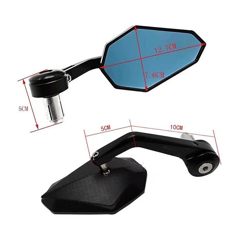 2Pcs Black Blue Glass 335 Motorcycle Rearview Mirror Handle End Rearview Mirror Accessories For 13-17mm Handlebar Ends