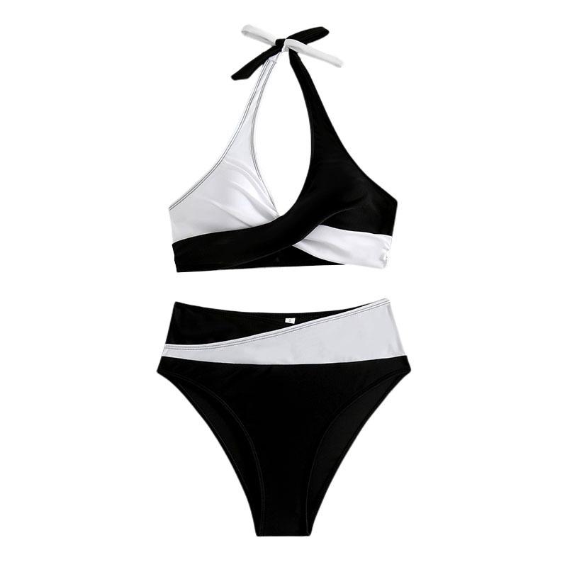 Dámské jednodílné plavky, dámské barevně blokované šle, sexy bikiny s odhalenými zády