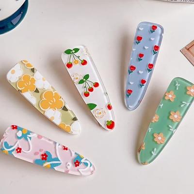 Pince à cheveux triangle à motif floral pour femme