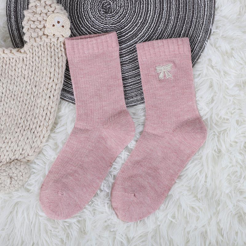 

Женские осенне-зимние ретро носки с бантом в рубчик 1 pair розовый