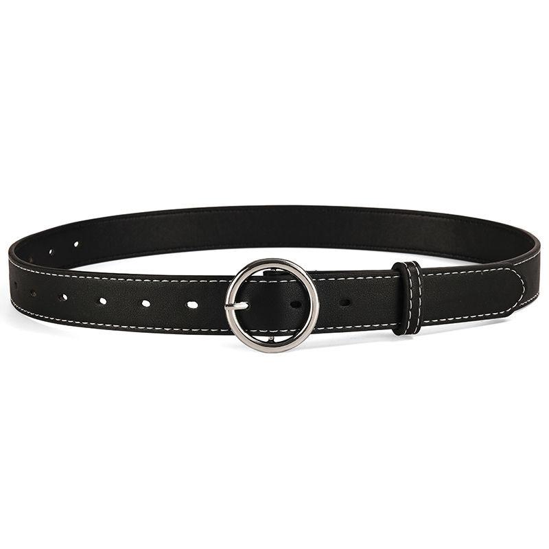 

Womens Pu Attractive Belt In Trendy Black And Brown With Stylish Gold Buckles For Wear Casual Round Silver