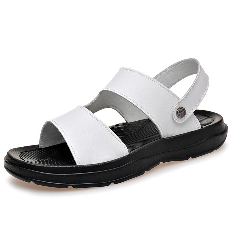 Fashion Dual-Purpose Mens Slides Classic Leather Quick-Dry Slippers Comfortable Male Sandals New Arrival Beach Shoes Wading Aqua Shoes