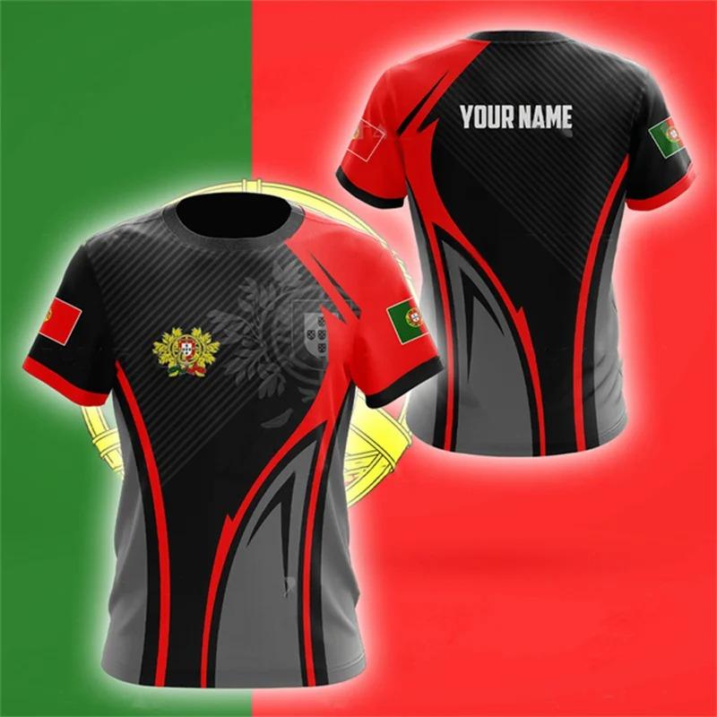 3D Portugal National Emblem Graphic T Shirt for Men Clothing Casual Unisex Short Sleeved Tee Shirts Streetwear Y2k Tops T-shirt