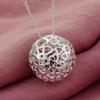 Breloque en argent 925, pendentif boule creuse, collier, boucles d'oreilles, ensemble de bijoux pour femmes, cadeaux de fête de noël à la mode