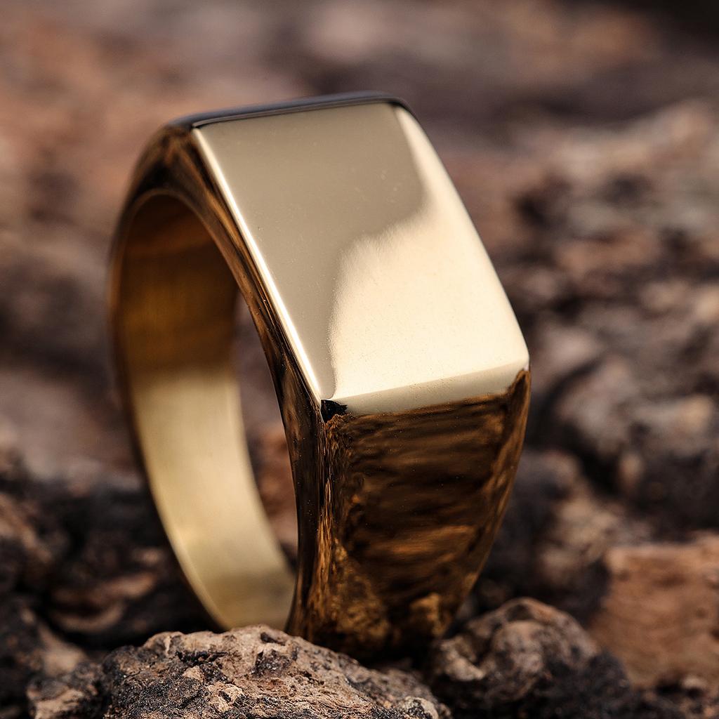 Minimalist Fashion Rectangular Mirror Stainless Steel Ring Small Batch Smooth Design Trendy Accessory