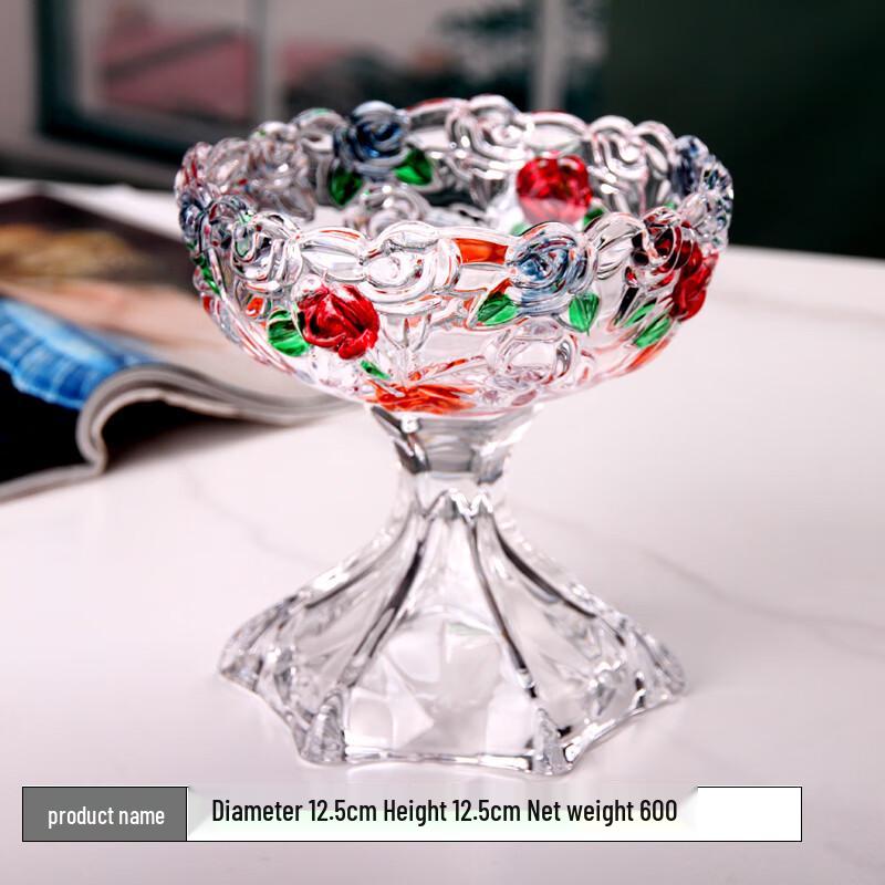 Хрустальная ваза для фруктов на высокой ножке Flavinmci Rose