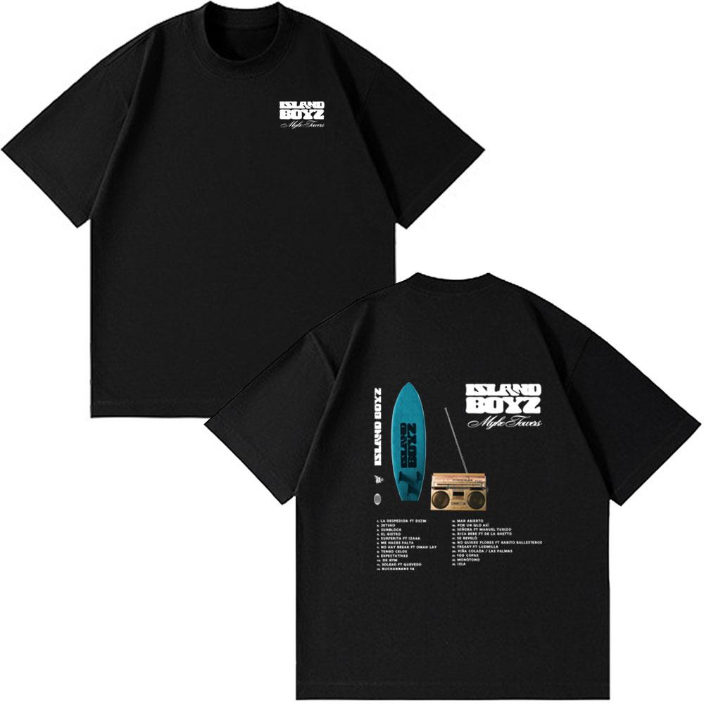 Rapper Myke Towers 2025 New Album Island Boyz T-shirts Unisex Women Clothing Fashion Hip Hop Oversized Cotton Tshirt Couple Clothes