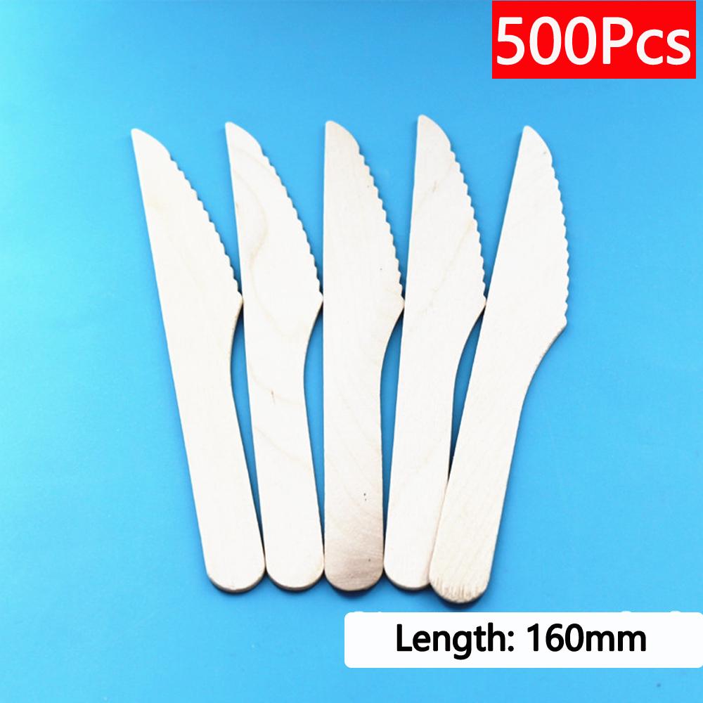 10/150/500 szt. Jednorazowe drewniane sztućce widelce/łyżki/noże nóż artykuły imprezowe przybory kuchenne deser zastawa stołowa opakowanie 16 cm