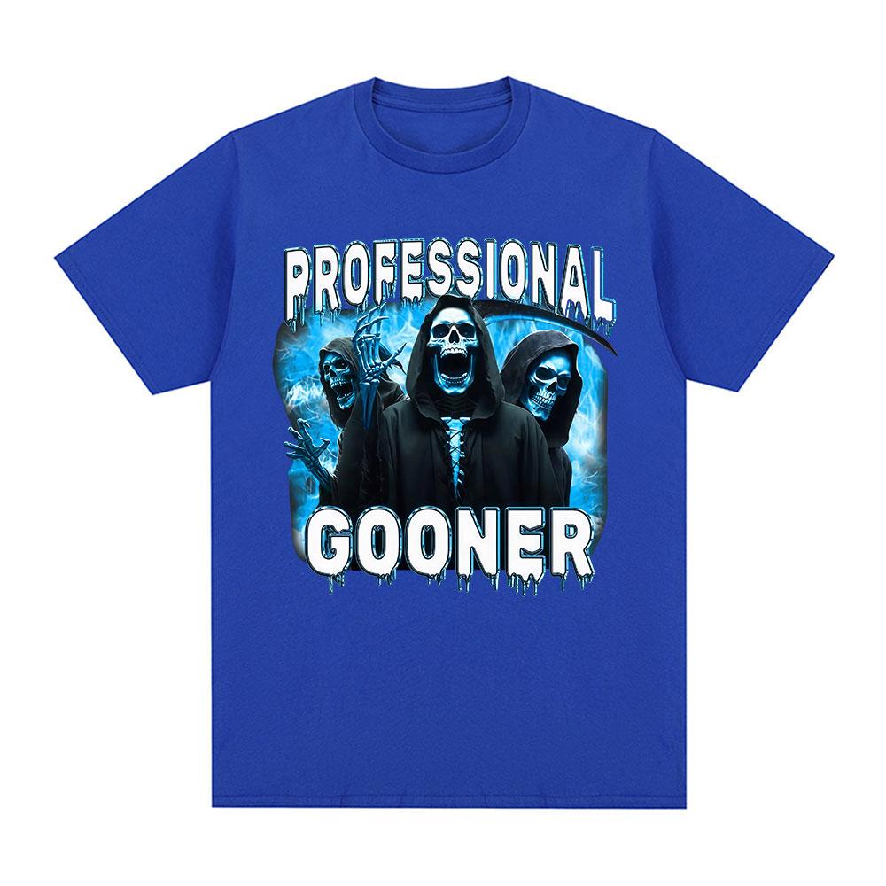 Professional Gooner Offensive Funny Skeleton Meme T Shirts Goon Sexual Joke Party Summer T-shirts Unisex Fashion Cotton Tees