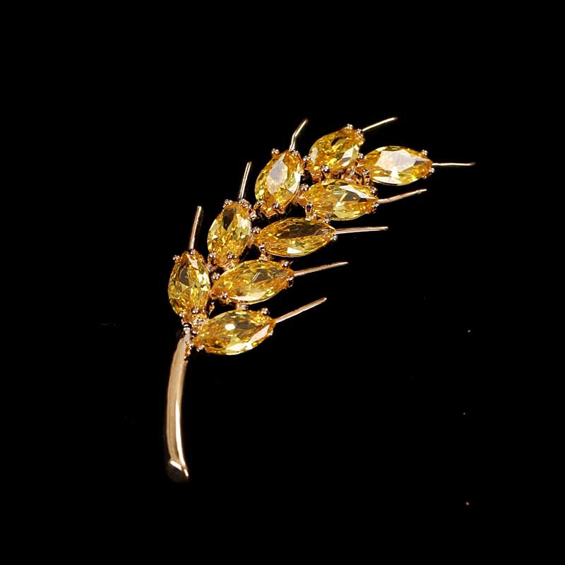 Luxury Crystal Wheat Ear Brooch High -End Temperament Anti -Failure Silk Scarf Buckle Waist Pin Women Men 'S Party Jewelry