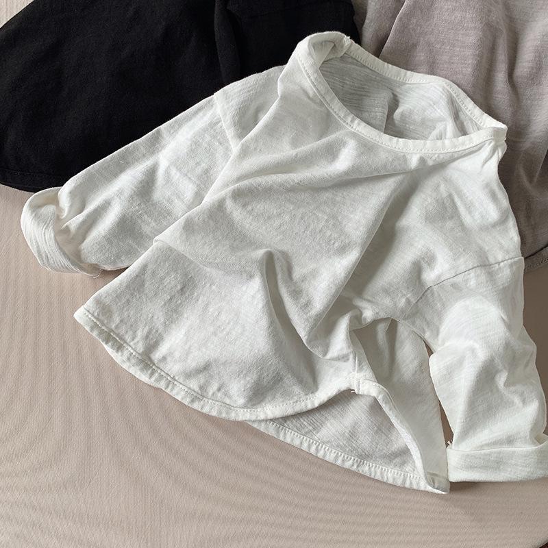 Bamboo Cotton Long Sleeve T-shirt for Boys & Girls - 2025 Spring/Autumn Korean Style Base Layer