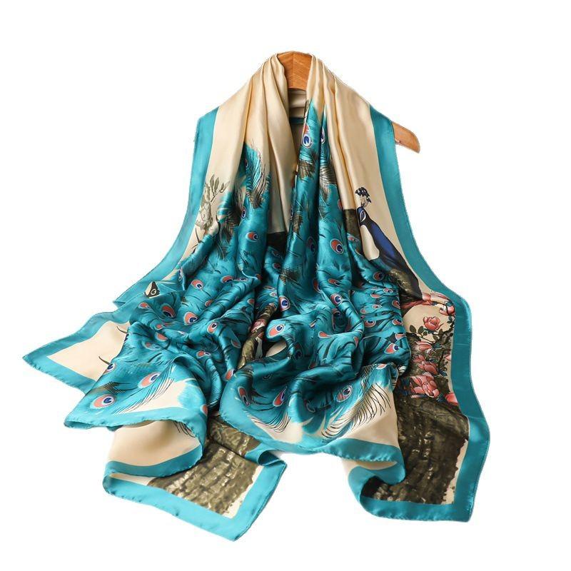 Themed headscarf brocade new long scarf silk scarf natural gorgeous shawl imitation silk scarf versatile thin print beautiful