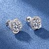925 Silver Zircon Round Bead Threaded Stud Earrings, Women's Screw Twist-off Stud Earrings, Simple and Fashion
