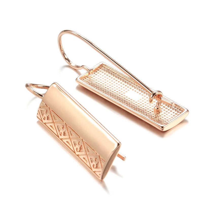 585 Rose Gold Rectangular Earrings - European & American Fashion, Gold-Plated Women's Jewelry